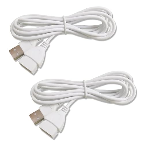 RecDec 2 Pack USB Extension Cable White 5Ft 2Pin 20AWG USBA Male to Female Extension Cord for USB Desk Fan Led Strip Lights Desk Lamp Table Lamps Dash