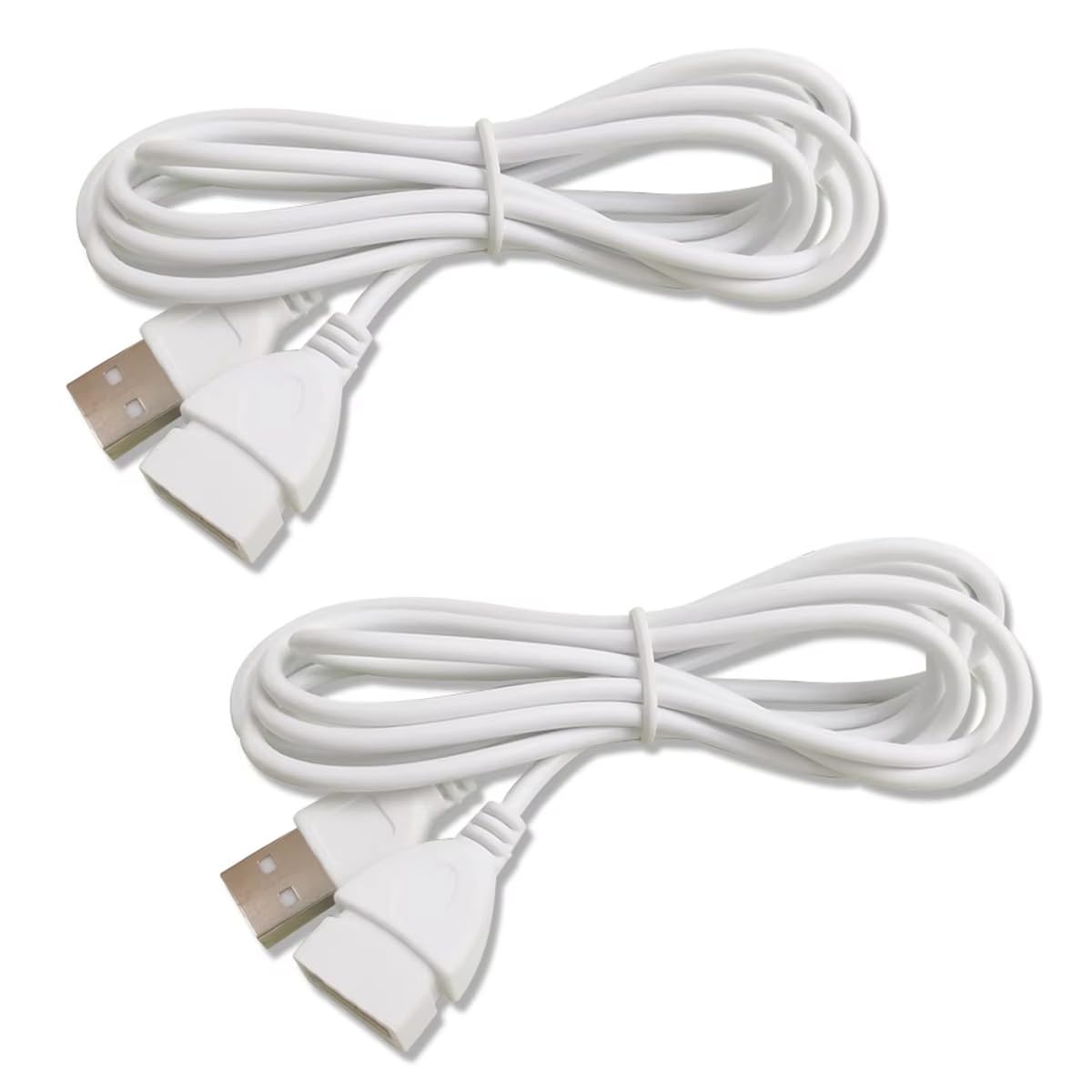 RecDec 2 Pack USB Extension Cable White 5Ft 2Pin 20AWG USBA Male to Female Extension Cord for USB Desk Fan Led Strip Lights Desk Lamp Table Lamps Dash