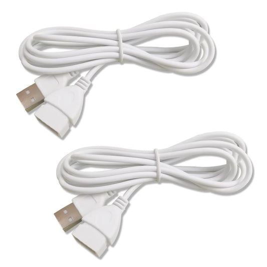 RecDec 2 Pack USB Extension Cable White 5Ft 2Pin 20AWG USBA Male to Female Extension Cord for USB Desk Fan Led Strip Lights Desk Lamp Table Lamps Dash