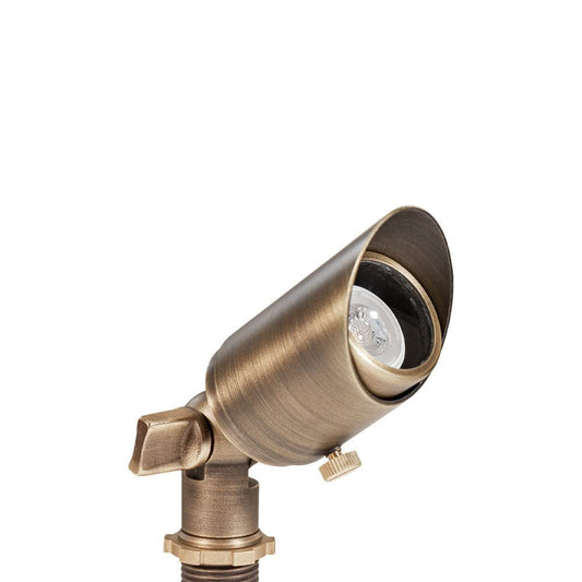 Lumen Logic Cast Brass 12V Mini Outdoor Spotlight (Bronze) with 2W 175 Lumen 2700K Warm White MR8 LED Bulb for Low Voltage Landscape Lighting