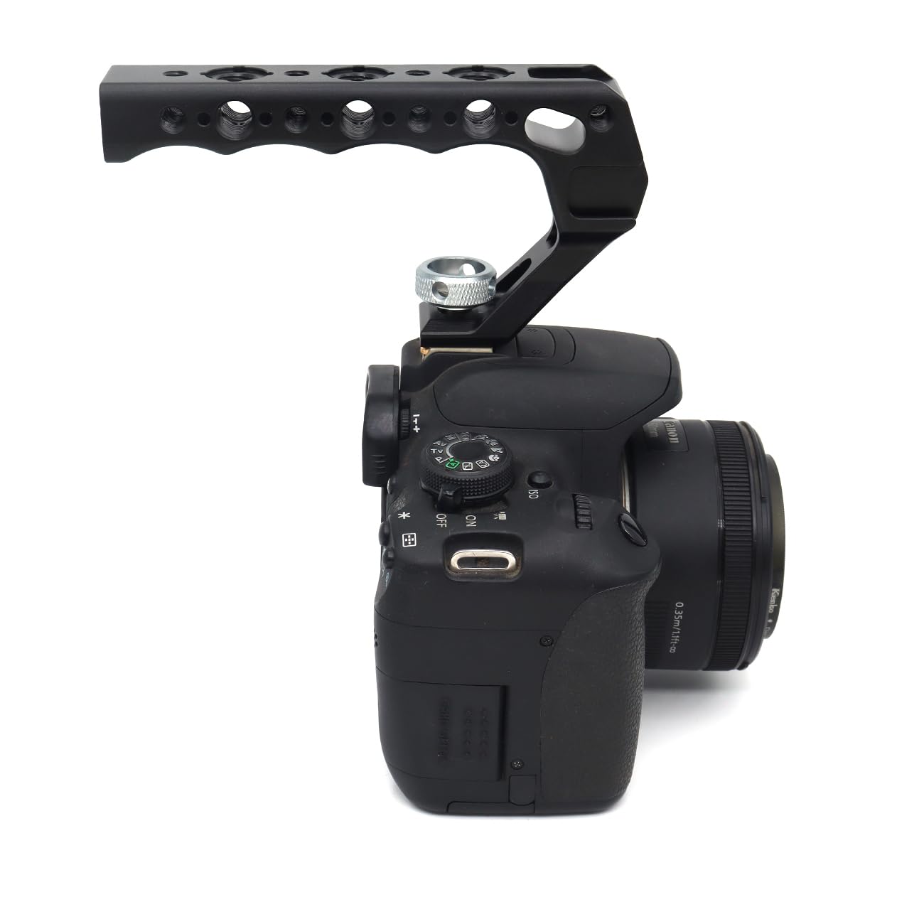 SZJELEN Universal Top Handle with 3/8" Screw Locating Pins for DSLR Camera Cage, with 3 Cold Shoe Adapters to Mount DSLR Camera with Microphone/LED