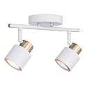 CRAFTRONOS 2 Light LED Modern Track Lighting Kit Matt White Brass Finish, Pivot Shade Multi-Directional Ceiling Spotlight Wall Sconces for Kitchen