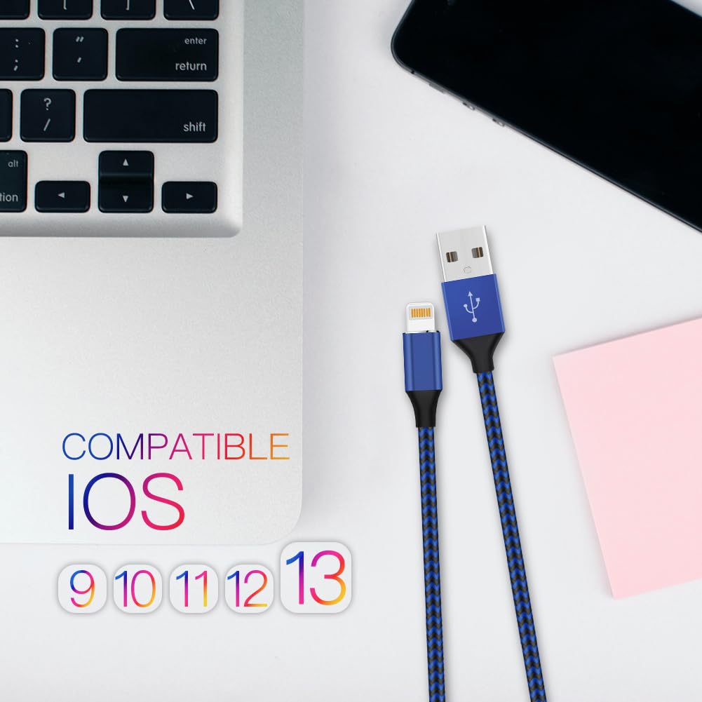iPhone Charger [Apple MFi Certified] Lightning Cable 6PACK-3/3/6/6/6/10 FT Nylon Braided iPhone Charger Cord High Speed Cord for iPhone 14/13/12/11…