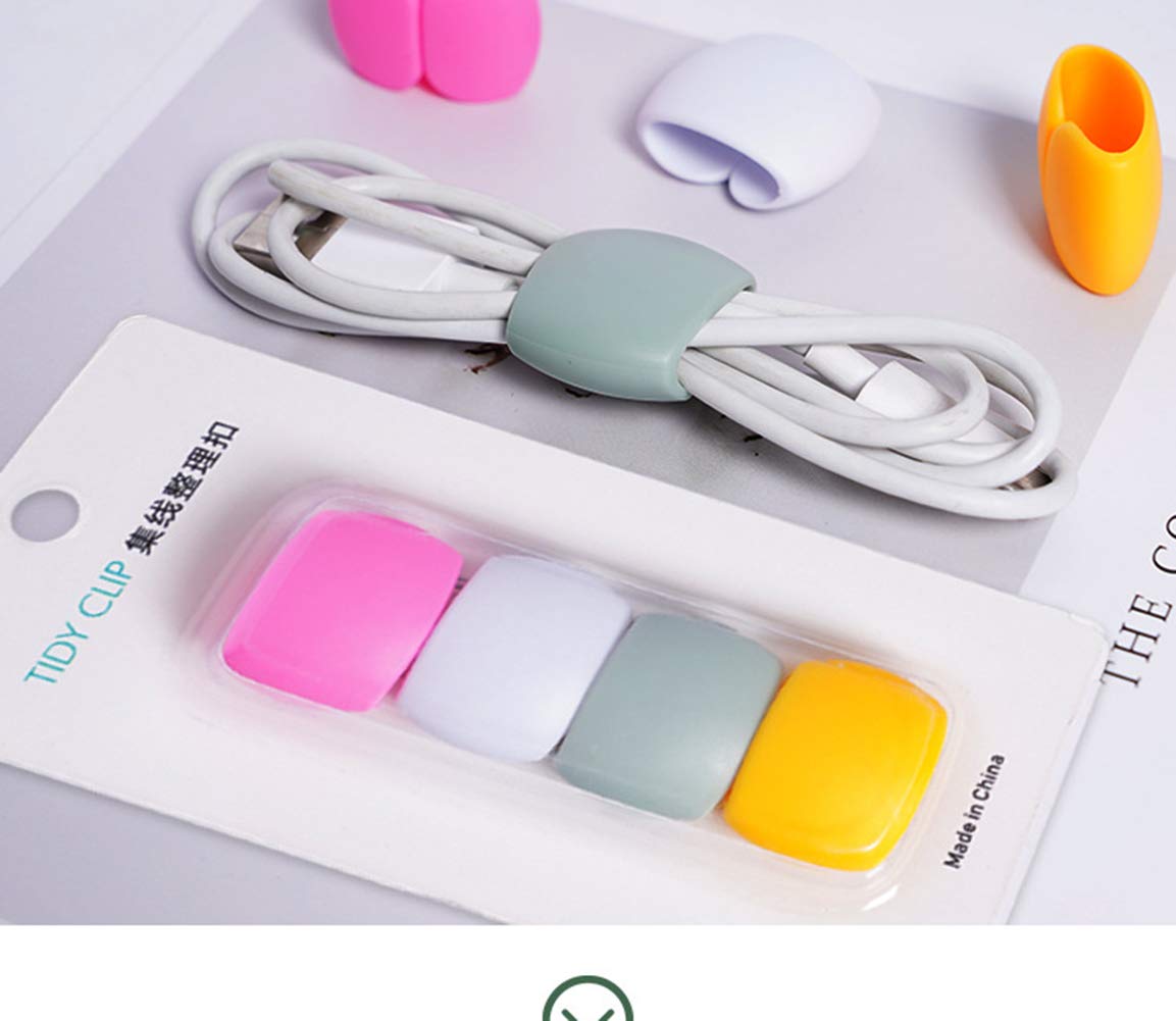Keast 4Pcs Reusable Silicone Cord Organizer, Headphone Earphone Cable Organizer Cord Management Wrap Winder Headphone Cable Winder, Phone Charger Wire