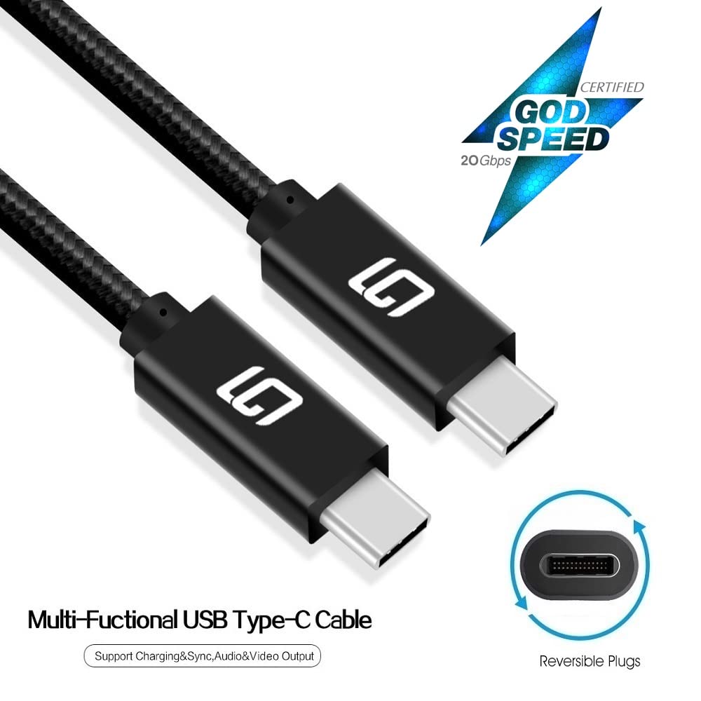 GodSpin USB C to USB C Cable (20Gbps) SuperSpeed [Certified] USB Type-C to USB Type-C, 100W Power (USB 3.1, 3.2, Thunderbolt 3) Nylon Braided, Dual 4k