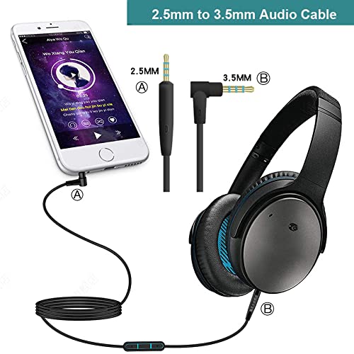 Alitutumao QC35 Headphones Audio Cable Cord with Inline Mic Remote Volume Control Compatible with Bose QuietComfort 25, QC35 II, QC35, On-Ear 2, OE2…
