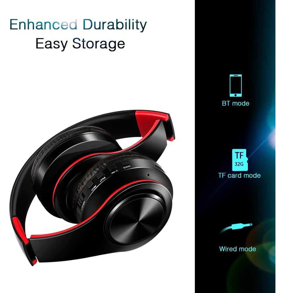 JYSiptkird Bluetooth Over The Ear Headphone Stereo Sound Computer PC Headset for Gaming Meeting Chat with Mic/Soft Earmuffs/Foldable/TF 3.5mm Jack…