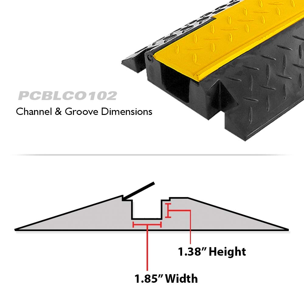 Pyle Durable Cable Protective Ramp Cover - Supports 11000 lbs, Single Channel Heavy Duty Cord Protection with Flip-Open Top Cover, 39.4”x5.11”x1.8”
