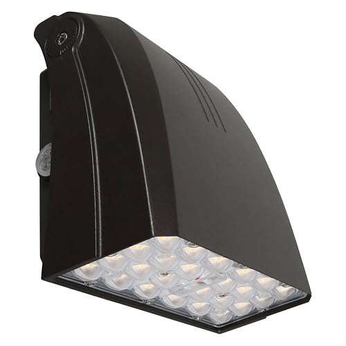 LEDVANCE Dual Selectable Slim LED Wall Pack, 10/20/30W, Dimmable, 3 CCT Selectable 3000/4000/5000K, 80 CRI, Photocell, Bronze - 1 Pack (62878)