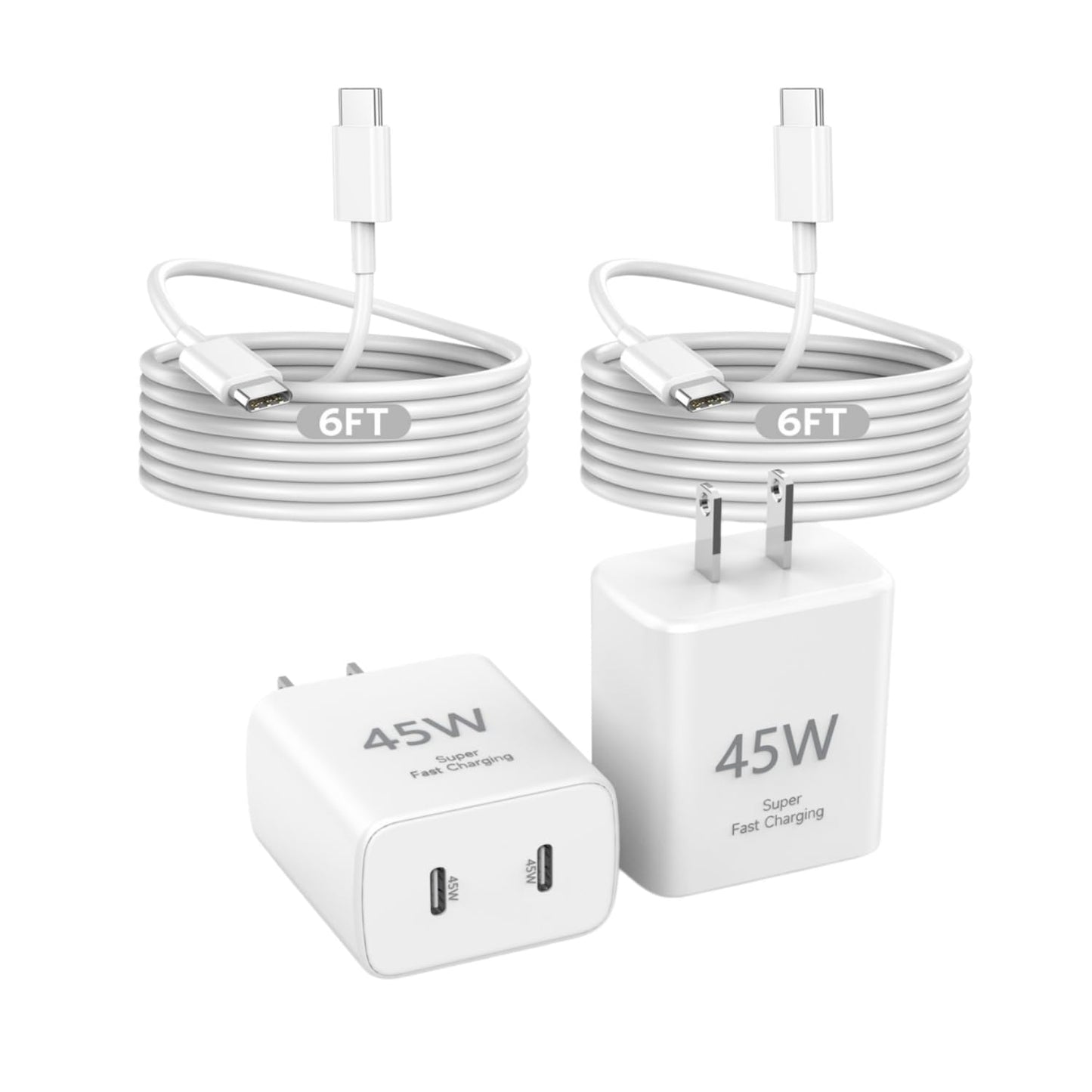 45W Apple USB C Charger Fast Charging for iPhone 17/16/15, 2Pack 6FT USB C to C Cable Cord Quick iPhone Charger Block for Apple 17/17 Pro/17 Pro