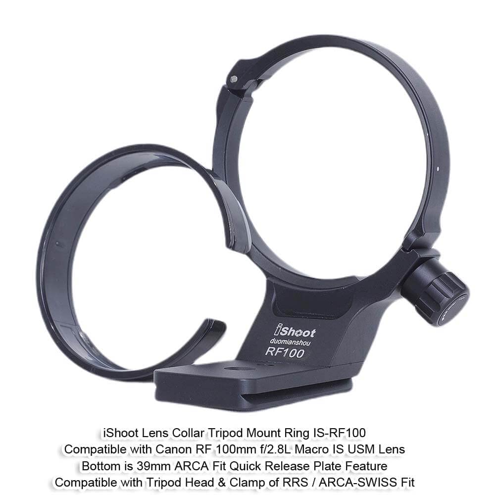 iShoot Lens Collar Tripod Mount Ring Compatible with Canon RF 100mm f/2.8L Macro is USM, Lens Support Holder Bracket Bottom is Arca-Swiss Fit Quick