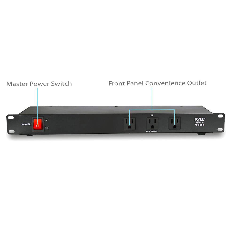 PDU Power Strip Surge Protector - 150 Joule 9 Outlet Strips Surge Protector Heavy Duty Electric Extension Cord Strip - 1U Rack Mount Protection Power
