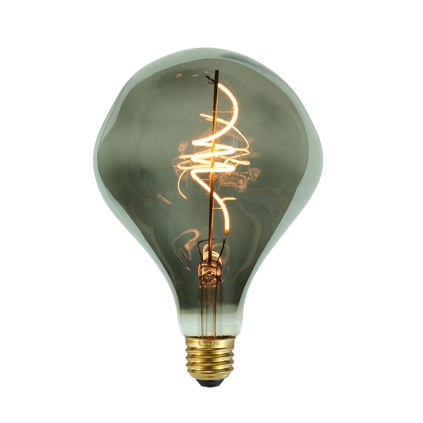 BollyLite G40 LED Edison Bulb, Smoke Gray Hand-Blown Hard Glass, 4W (25W Incandescent Equivalent), 110-130V, E26, 2000K Warm Yellow Light, 200LM