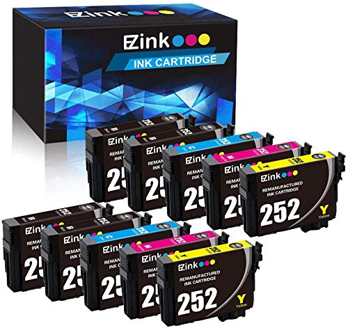 E-Z Ink (TM) Remanufactured Ink Cartridge Replacement for Epson 252 T252 T252120 (4 Black, 2 Cyan, 2 Magenta, 2 Yellow) 10 Pack for WorkForce WF-3640