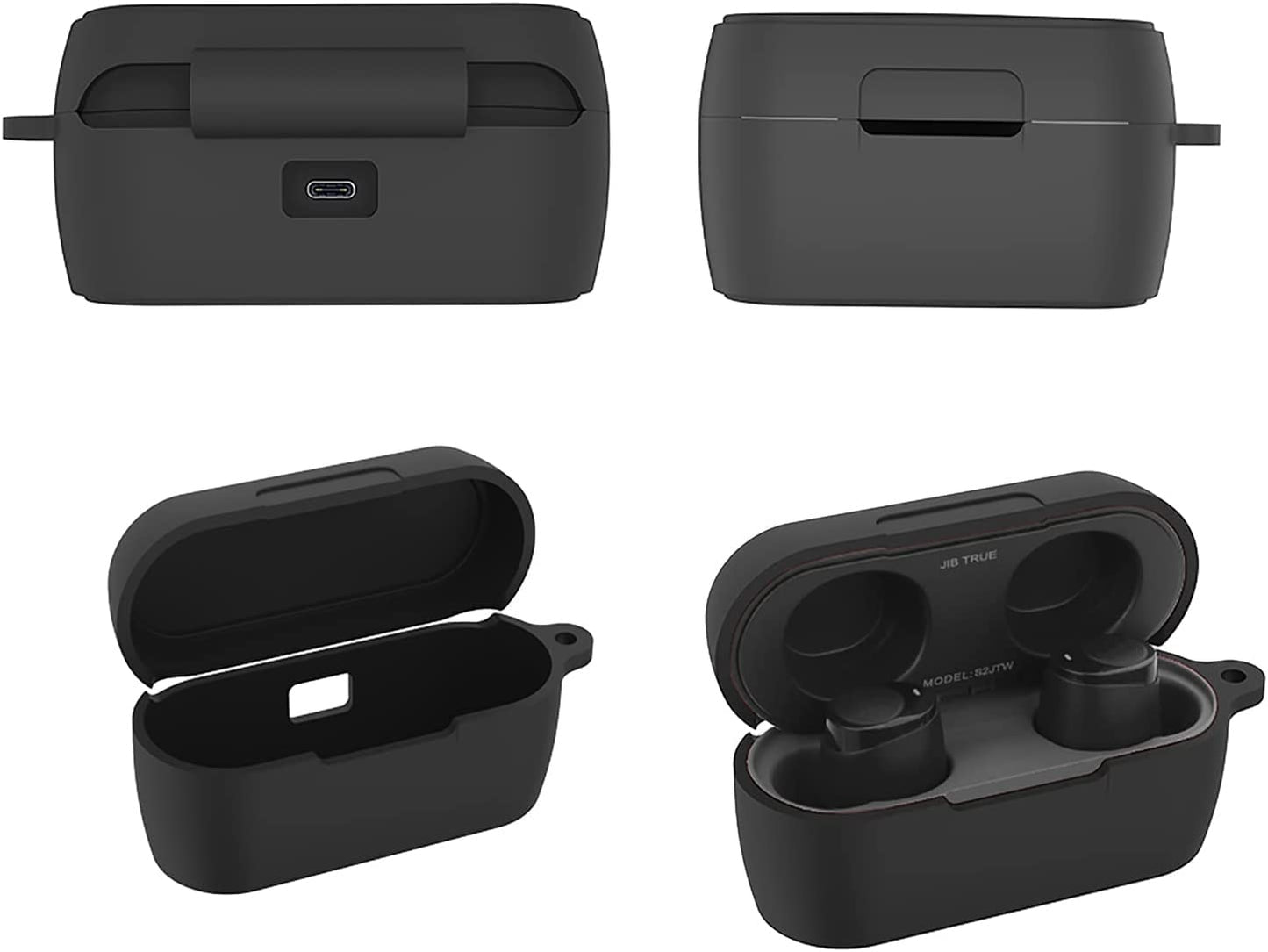 JIB True Case Cover Replacement for Skullcandy Jib True Wireless Earbuds, Black Silicone Protective Sleeve - LEFXMOPHY