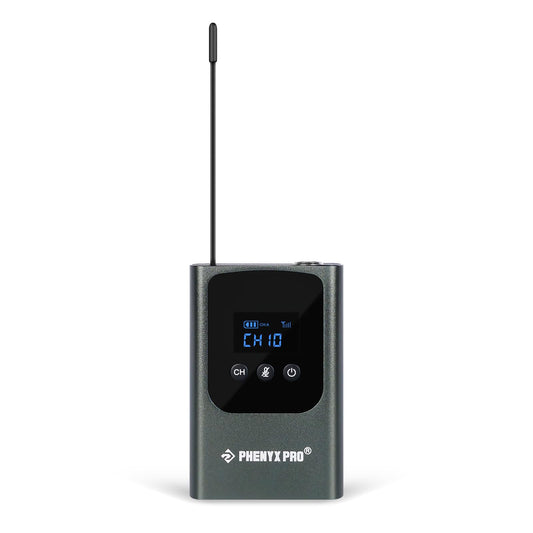 Phenyx Pro Portable Bodypack Transmitter, 900 MHz UHF Bodypack with 3-Pin XLR and 15 Selectable Frequencies, Compatible with PDP-1/2 in 900MHz UHF