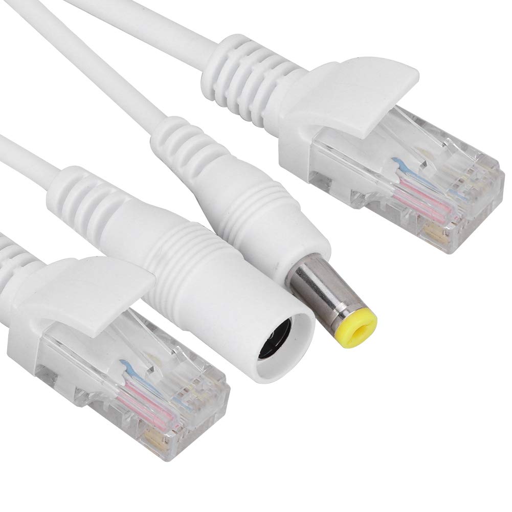 12V PoE Compatibility Adapter, Power Over Ethernet Passive POE Adapter Cable Splitter for Surveillance Camera(White)