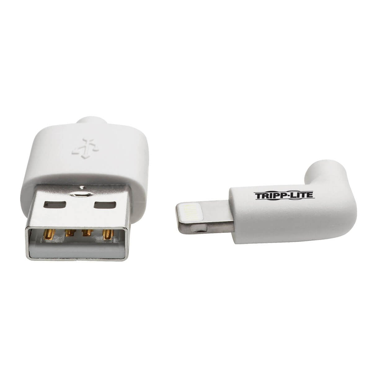 Tripp Lite Right-Angle Lightning to USB Sync Charging Cable for iPhone iPad Apple White MFI Certified 6' (M100-006-LRA-WH)