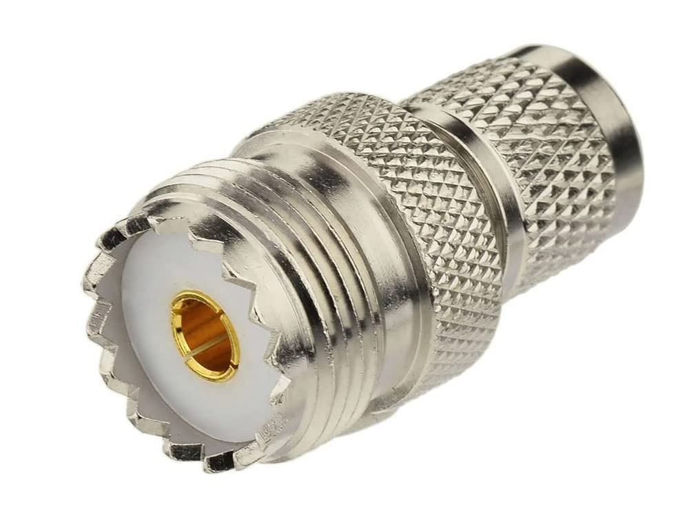 DHT Electronics RF coaxial Adapter MINI-UHF Male to UHF SO239 PL259 Connector Pack of 2