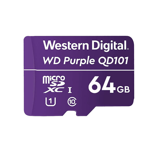 Western Digital SC QD101 MicroSD Card 64GB WD Purple Surveillance Camera WDD064G1P0C