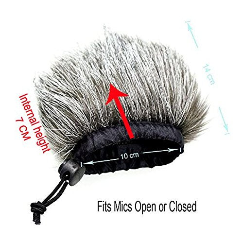 CamDesign Furry Microphone Windscreen Wind Muff Compatible with Portable Digital audio Recorders up to 10cmX14cm fits Zoom H4n H5 H6 Tascam DR-40