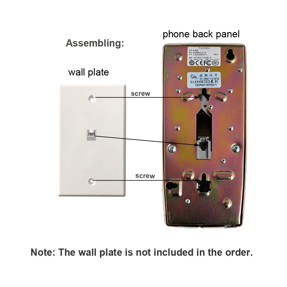 TelPal Red Wall Phone, Analog Corded Wall Mounted Phone with Loud Traditional Bell, Classic Landline Phones Wall Mount with Handset Volume Control