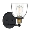 DESIGNERS FOUNTAIN Bryson 1-Light Modern Wall Sconce with Clear Glass Shade for Bedroom Living Room Mirror Hallway Kitchen, Vintage Bronze, 92601-VB