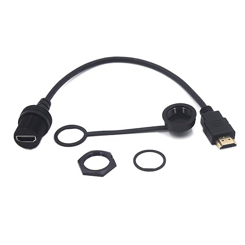 Kework 0.3 Meter HDMI 4K@60Hz Flush Mount Cable, 18Gbps HDMI 2.0 Version Male to Female Dashboard Panel Mount Extension HD Cord for Car Truck Boat
