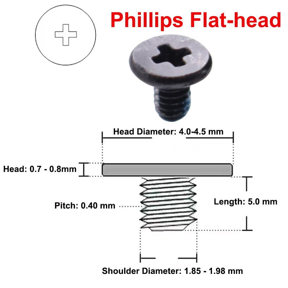 YesNOPart 10X M2x5mm Phillips Flat-Head Screw w/Nickel Replacement for Dell HP Acer Lenovo ASUS Laptop Desktop, I/O Board, Bottom Case