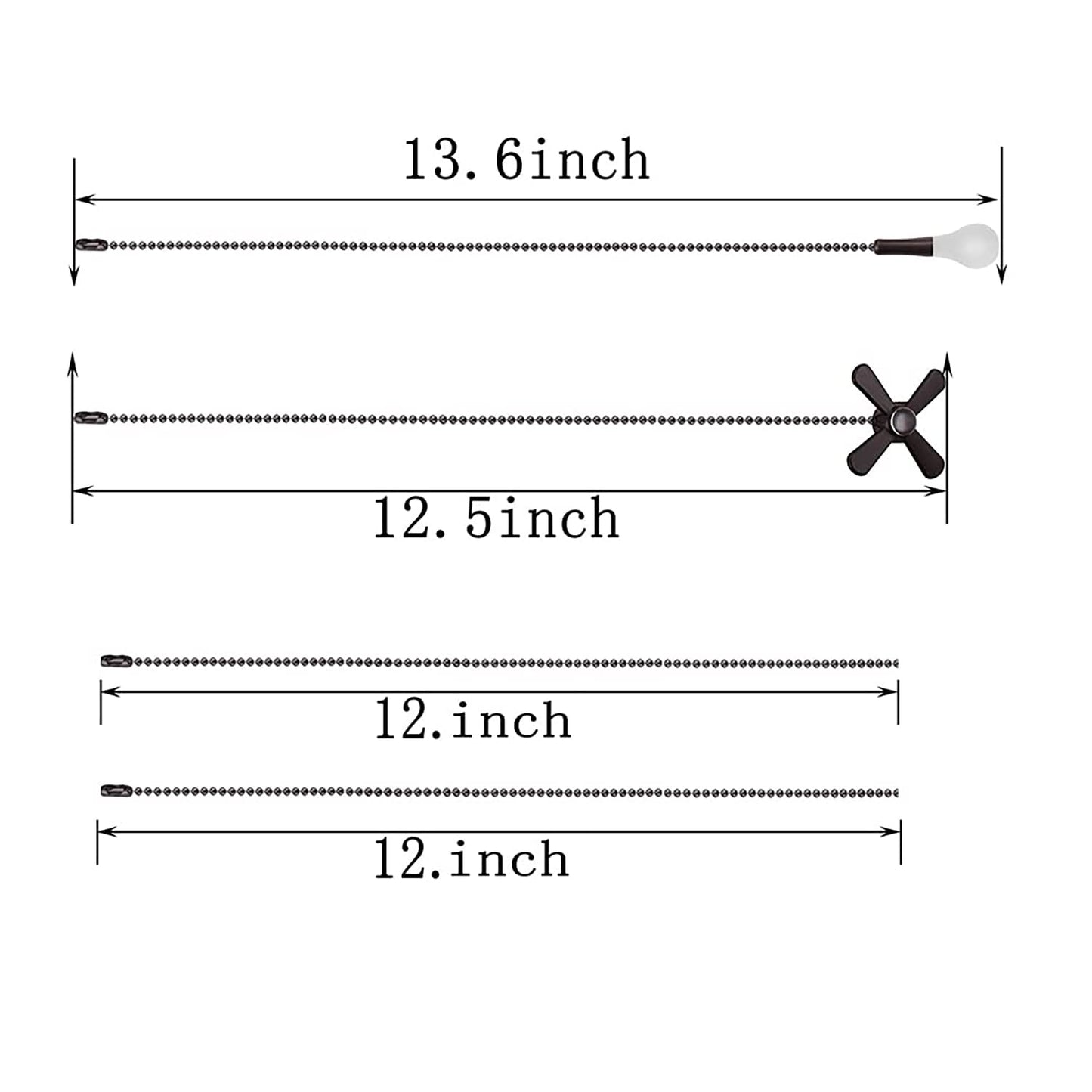 Ceiling Fan Pull Chain Extender, ???? ???????? Extra Long with Decorative Frosted Glass Bulb and Fan Cord,Fit All Standard 3mm Diameter Ceiling Fans