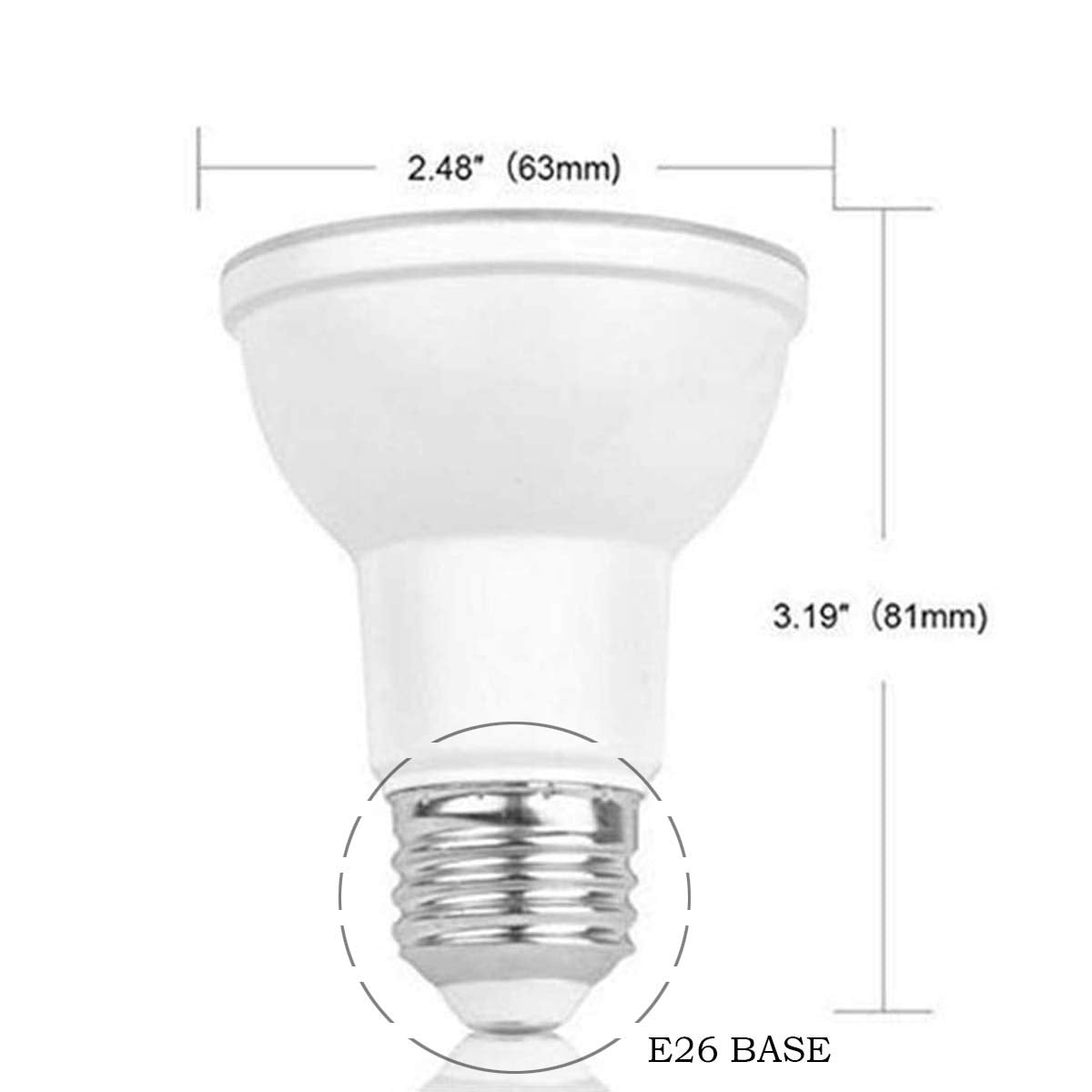 Rysa Light PAR20 LED Bulb 6500K Cool White,10-Pack,7w - 50w Halogen Bulb Equivalent Dimmable,550LM,35000 Hours Lifetime,CRI90+