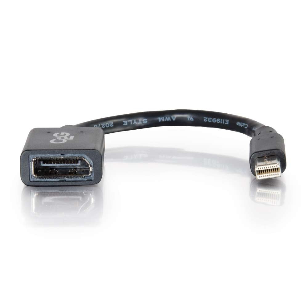 C2G Legrand Mini DisplayPort to DisplayPort Adapter, Male to Female Displayport Adapter, 0.5 Foot (6 Inch) Displayport Adapter, Black Adapter