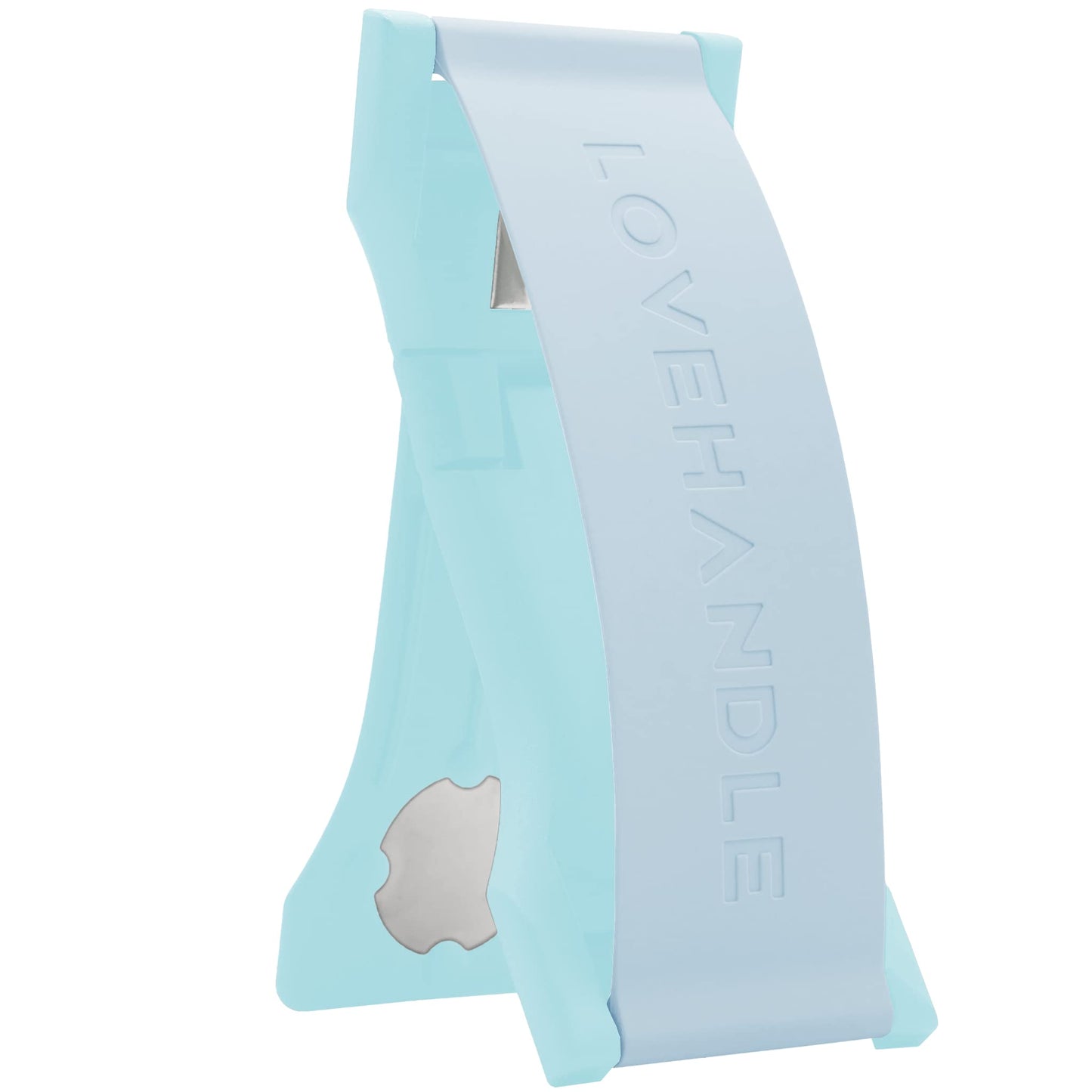 LOVEHANDLE PRO Premium Phone Grip - Silicone Phone Strap - Magnetic Phone Mount and Kickstand for Smartphone and Tablet - Frosty Blue Glow Silicone