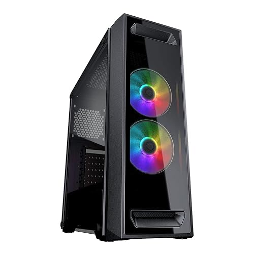 Cougar MX350 RGB PC Gaming Case Mid Tower - Mini ITX/Micro ATX/ATX with Front and Side Tempered Glass Panel, 2x120mm ARGB Fans Pre-Installed, Cable
