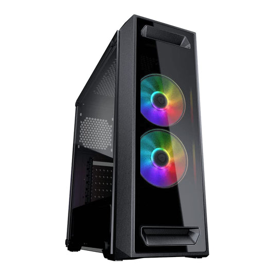 Cougar MX350 RGB PC Gaming Case Mid Tower - Mini ITX/Micro ATX/ATX with Front and Side Tempered Glass Panel, 2x120mm ARGB Fans Pre-Installed, Cable