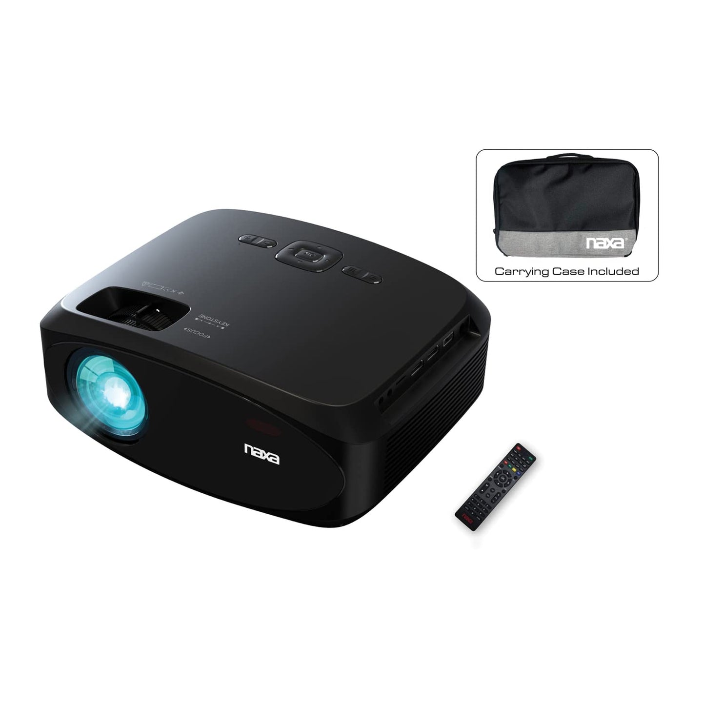 Naxa Electronics NVP-3003C 210-inch Home Theater LCD Projector Combo with Remote and Case, HDMI x 2, USB 2.0, MicroSD Support, AV in, 3.5mm Headphone