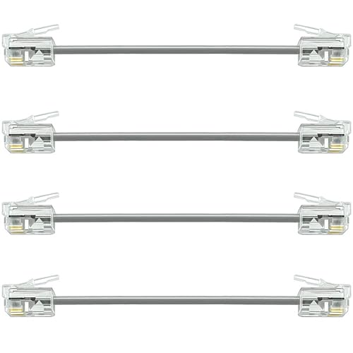 NECABLES 4Pack 3 Inch Short Telephone Cord Phone Cable Wall Phone Cord for Landline RJ11 6P4C Male to Male