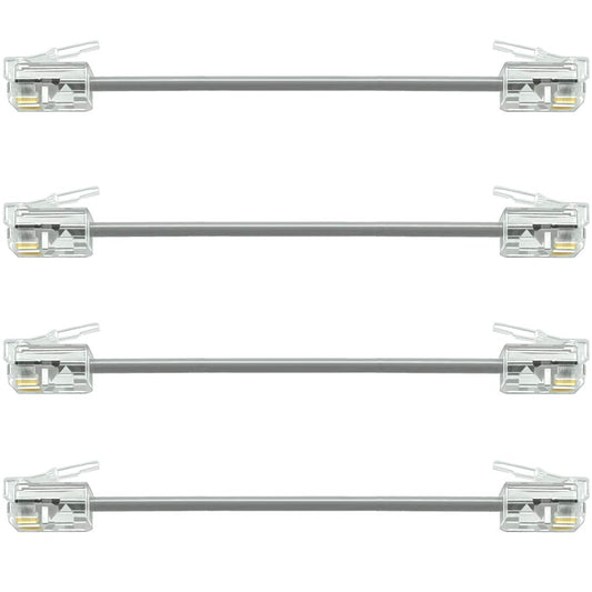 NECABLES 4Pack 3 Inch Short Telephone Cord Phone Cable Wall Phone Cord for Landline RJ11 6P4C Male to Male