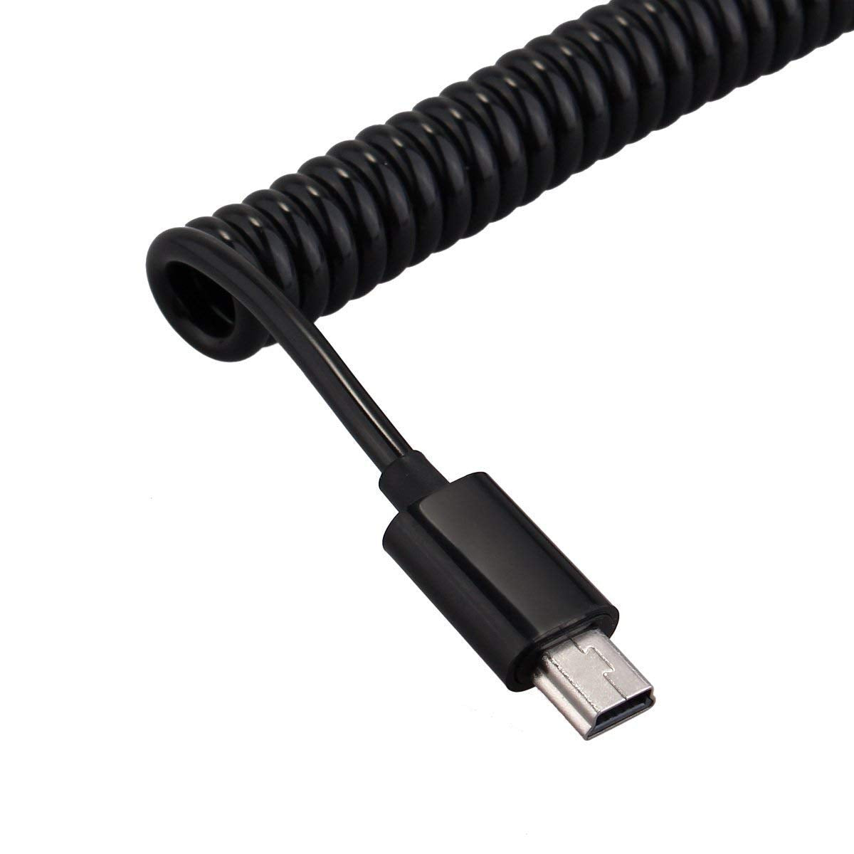 mxtechnic USB 2.0 Type A Male to Mini Expansion Spring Coiled Cable 4-36inch Standard Spiral Flexible Extension for Printers, Cameras, Mouse, Cell