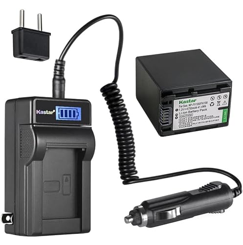 Kastar 1-Pack NP-FV100 Battery and LCD AC Charger Compatible with Sony NEX-VG10, NEX-VG20, NEX-VG30, NEX-VG900, HXR-MC50, HXR-MC88, HXR-NX30