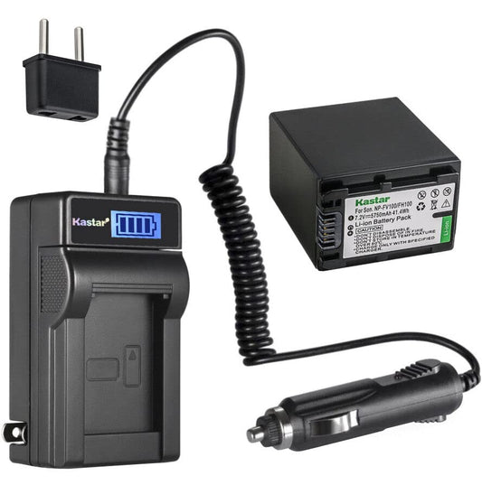 Kastar 1-Pack NP-FV100 Battery and LCD AC Charger Compatible with Sony HDR-CX580, HDR-CX610E, HDR-CX675, HDR-CX690, HDR-CX700, HDR-CX730, HDR-CX740