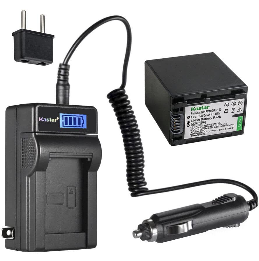 Kastar 1-Pack NP-FV100 Battery and LCD AC Charger Compatible with Sony NEX-VG10, NEX-VG20, NEX-VG30, NEX-VG900, HXR-MC50, HXR-MC88, HXR-NX30