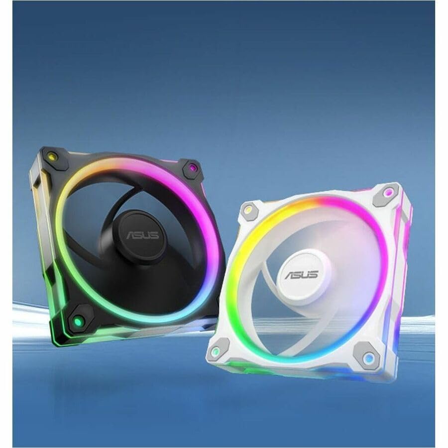 ASUS Prime MR120 ARGB Reverse Fan White Triple Pack, 28mm Extra-Thick Frame, Quiet, high-Performance Cooling with PWM Control, 20 ARGB LEDs