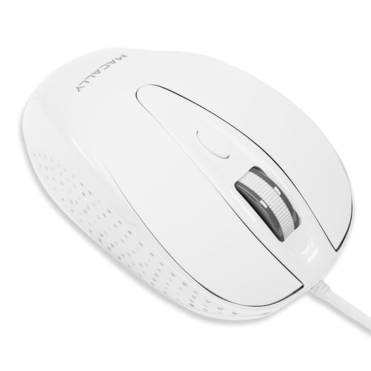 Macally USB Wired Mouse with 3 Button, Scroll Wheel, & 5 Foot Long Cord, USB Mouse for Laptop and Desktop, Computer Mouse Compatible with Apple