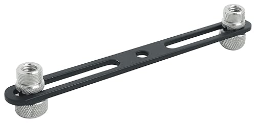 Rockville ACC-DM Dual Mic Stand Adapter Bar, 5/8" and 3/8" Threading, Steel Construction, Adjustable Positioning, Compact Design, for Stereo Recording