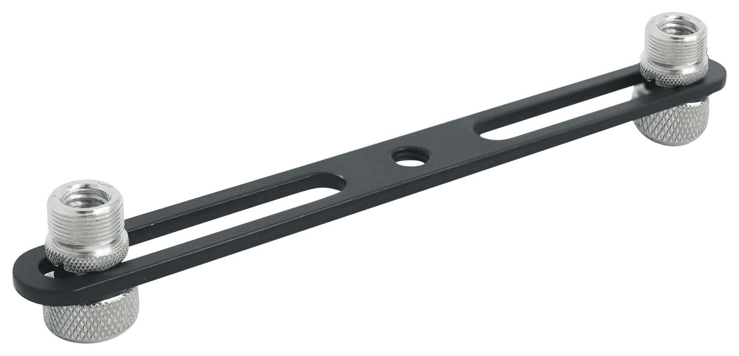 Rockville ACC-DM Dual Mic Stand Adapter Bar, 5/8" and 3/8" Threading, Steel Construction, Adjustable Positioning, Compact Design, for Stereo Recording