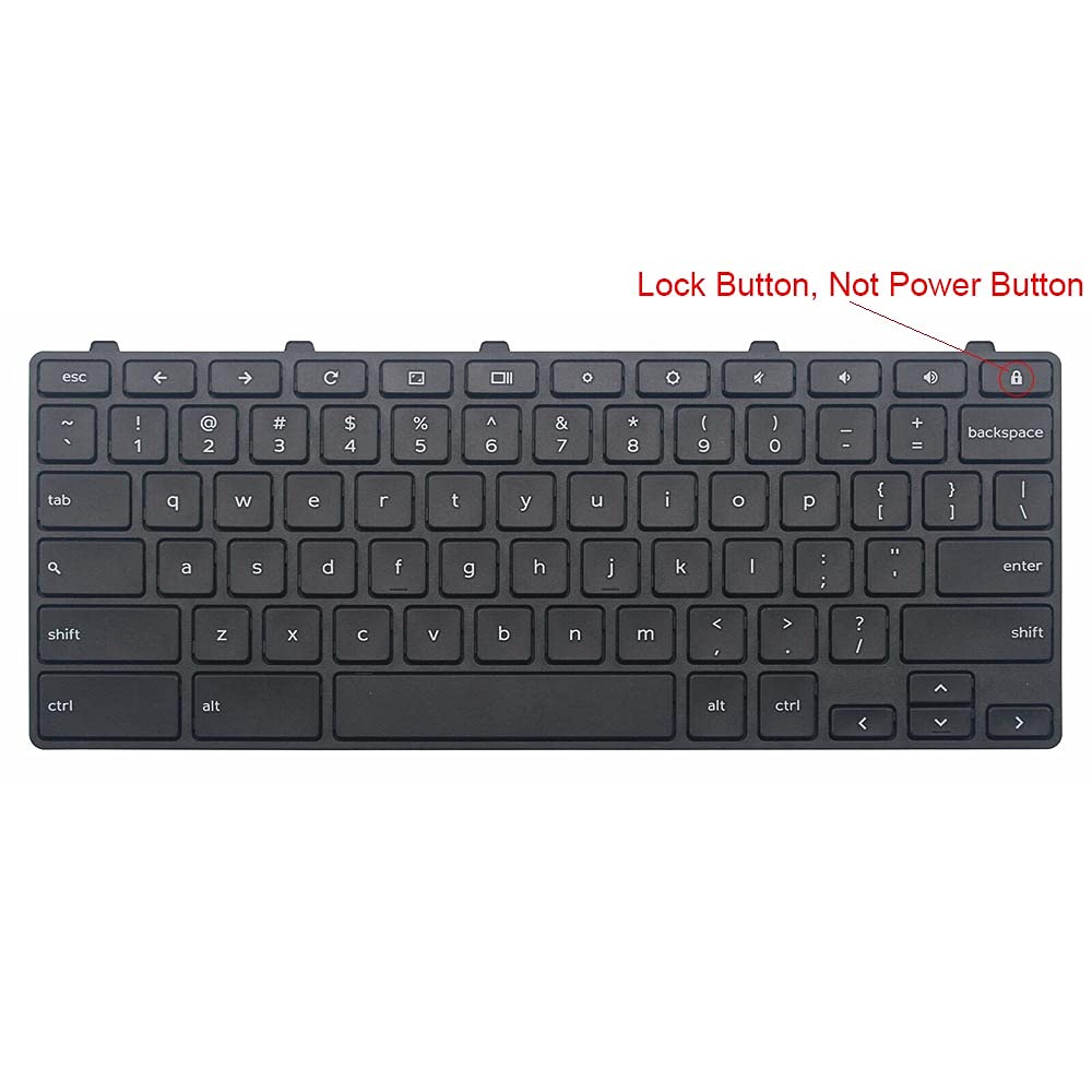 Rinbers Replacement US Keyboard with Frame No Backlight for Dell Chromebook 11 3189 Touch 3181 2in1 Touch (Lock Button) - HNXPM 0HNXPM