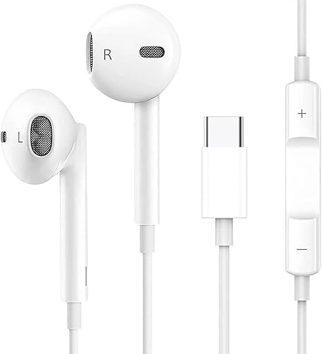 USB C Headphones for iPhone 17/17 Pro/16/16e/15 Pro Max/Plus, Type C Earbuds Wired Earphones (Microphone & Remote Control) Noise Cancelling for lPad…