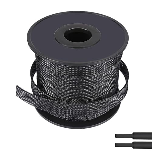 PET Expandable Braided Sleeving Wire Loom 1/8 Inch Cable Wrap Cable Sleeve Wire Protector Sleeve Tubing 100Feet, Black