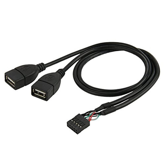 chenyang USB 2.0 Front Panel Header 9/10Pin 1 Male to 2 USB 2.0 Female Y Splitter Mainboard Header Port Extension Cable Adapter